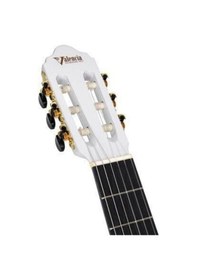Resim Valencia Vc104twt 4/4 Klasik Gitar - Beyaz Başlangıç Seviyesi Tam Boy Gövde, Sap Ayar Çeliği, Şık Parlak Beyaz Kaplama Ve Yeni Başlayanlar İçin Dengeli Tuşe 