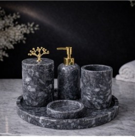 Resim Karaca 5'li Mermer Banyo Seti Siyah 