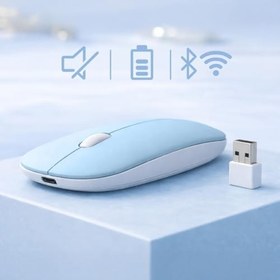 Resim Sneezy MacBook iPad İle Uyumlu Bluetooth Şarjlı Mouse USB Dongle Şarj Kablosu Dahil Sessiz İnce ve Taşınabilir Mavi 