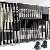 Resim STAGEEK 1 Set Sanat Mekanik Kalem Seti, Taslak Kalem 5 Boyut - 0.3, 0.5, 0.7, 0.9MM ve 2 adet 2.0MM Mekanik Çizim Kalemleri 492 adet Kurşun (6B 4B 2B HB 2H 4H Renk) için Sanatçı Çizim Çizim, Plastik Kılıf, Sanat Malzemeleri | Profesyonel Kalem Seti | Dayanıklı Plastik Kılıf, Kalem Düzenleyici 