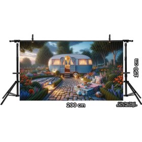 Resim Venspor Lavanta Temalı Nostaljik Kafe Arkaplan, 200x150cm, Fon, Duvar Örtüsü 