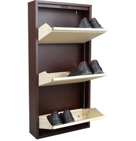 Resim 3Lü Metal Ayakkabılık Kahve-Krem 