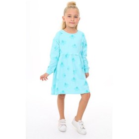 Resim Toontoy Kids Toontoy Kız Çocuk Baskılı Elbise Mint Yeşili 
