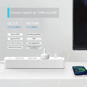 Resim P300, 1.5m, 3'lü Akıllı Wi-Fi Priz, 18 W Hızlı Şarj, Uzaktan Kontrol, Kolay Kurulum ve Kullanım, Amazon Alexa, ve Homekit Desteği 