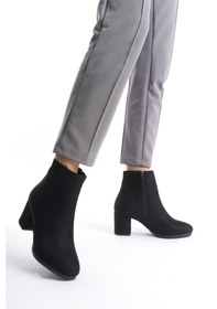 Resim Kadın Liva Düz Topuklu Kısa Bot Siyah Süet 