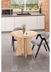 Resim Yuvarlak Yemek Masası Mutfak Balkon Masası Çok Amaçlı Masa Atlantik Çam 