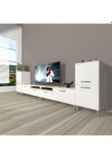 Resim Decoraktiv Eko 9220 Slm Krom Ayaklı Tv Ünitesi Tv Sehpası Beyaz 