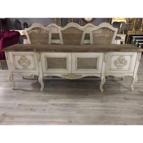 Resim Mavikoltukdöşeme Ms - Btv 495 / 180 Cm Ladin Country Plazma Tv Sehpası Eskitme Krem Renk 