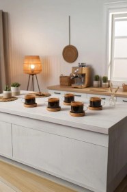 Resim Atbyhome 12 Parça Cam Kahve Sunum Seti Bambu Altlıklı Fincan Takımı Bambu 