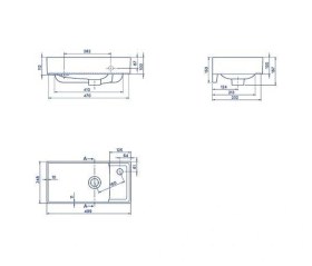 Resim Turkuaz Sharp Etajer Uyumlu Lavabo 50 25 Cm Sağdan Batarya Delikli Beyaz 