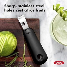 Resim OXO - Good Grips Soyma Bıçaklı Limon Rendesi ve Limon Kabuğu Soyma Aleti, Siyah 