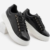 Resim Marjin Kadın Sneaker Kalın Desenli Taban Spor Ayakkabı Bekor Siyah 