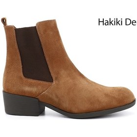 Resim Gönderi(R) Gönderi R Kadın Taba Süet Fermuarlı Kalın Topuklu Hakiki Deri Chelsea Bot Gkzb13452488 Taba Süet 