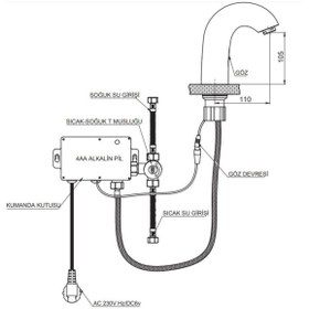 Resim GPD Fotoselli Lavabo Bataryası 105 Gold (PVD) Çift Su Girişli 