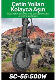 Resim Scooti Sc55 500w Ön Ve Arka Çift Süspansiyonlu Katlanabilir Scooter Siyah 