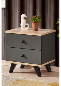 Resim AE-2029 İnci 2 Çekmeceli Antrasit Komodin 49 cm 