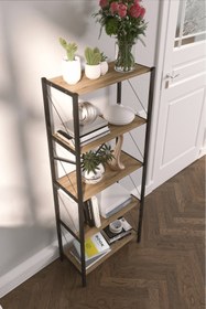 Resim Genel Markalar Metal Kitaplık 5 Raflı Dekoratif Kitaplık Dosya Kitap Rafı Ofis Ev Rafı Kitap Raf Atlantik Çam 