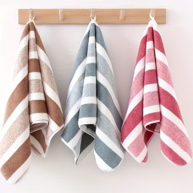 Resim Yumuşak Çizgili Polyester Karışımı İçeren Hafif Plaj Havlusu, Elde Yıkanabilir, Tropikal Tarz, Yetişkinler İçin Uygun, Havuzlar, Seyahat, Kamp ve Cruise Sandalyesi Aksesuarları İçin Mükemmel - Plaj Havlusu 