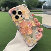 Resim Yağlı Boya Çiçek Desenli Cep Telefonu Kılıfı 13 14 15 Pro Max Plus için 