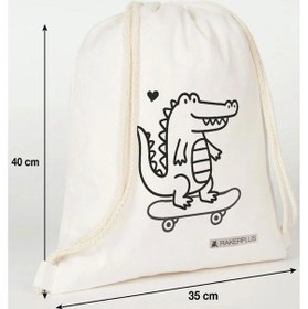 Resim Rakerplus Tbons Özel Tasarım 35x40 Cm Unisex Ham Bez Büzgülü Sırt Ayakkabı Çantası Natural 