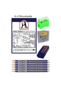 Resim Eskiz Defteri A4 50 Yaprak Karakalem Çizim Seti Hamur Silgi Faber Castell Dereceli Kalem 