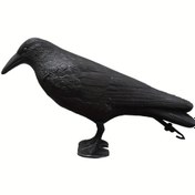 Resim İki set karga yemi: avcılık için tam vücut plastik karga yemi ve Halloween dekorasyonu ile bahçe süslemesi için bacaklı siyah karga yemi 