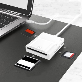 Resim CoverZone Tip C Kart Okuyucu 50cm Kablo Uzunluğu Type-C Kablolu Çoklu Kart Okuyucu Card Reader CF Compact Flash, SD kart, micro SD TF Card Memory Stick USB C Card Reader ZR780 
