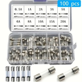 Resim 100 adet 5x20mm Cam Sigorta 0.2A~20A Sigorta 