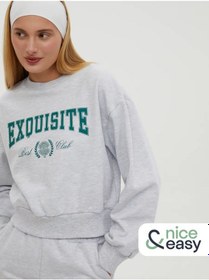 Resim Nice & Easy Kadın Kısa Sweatshirt, İçi Yumuşak 478089850 Açık Gri 