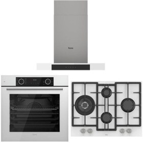 Resim Ferre Beyaz Set ( D101 Beyaz Davlumbaz -ed076 Beyaz Ocak- Xe63cb Fryart Beyaz Fırın ) 