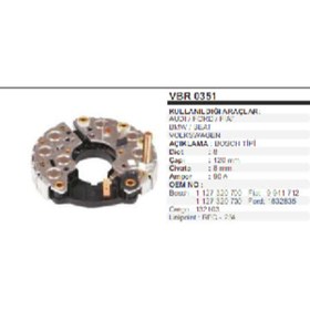 Resim Vertex DİYOT TABLASI-BT AUDI-VW.8D.120MM FİŞLİ RB51H - VERTEX-VBR0351 