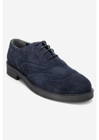 Resim Luvishoes Avra Lacivert Süet Hakiki Deri Kadın Oxford Ayakkabı Lacivert 