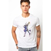 Resim Qivi Basketci Basketbolcu Spor Baskılı Beyaz Erkek Örme Tshirt 