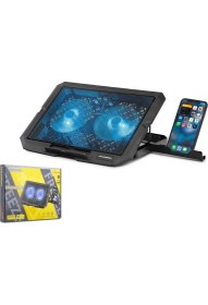 Resim Hadron HDX4253 Notebook Soğutucu Ledli Çift Fanlı Telefon Standlı 