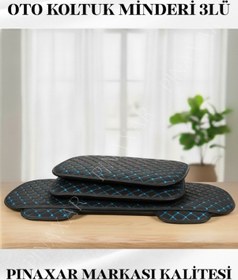 Resim Chevrolet Spark 2009-2015 Ön Arka Set Koltuk Minderi, Kılıf Siyah Suni Deri Mavi Dikiş 