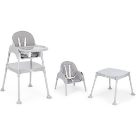 Resim Babydoor 3 İn 1 Mama Dia Çalışma Masalı Pedli Mama Sandalyesi Gri 