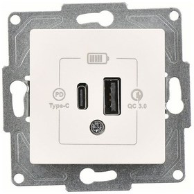 Resim Günsan Eqona Fildişi Beyazı 2 Çıkışlı USB Şarj Prizi, 20W, Type A + Type C Mekanizma 