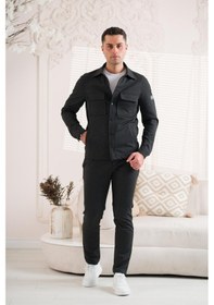 Resim SİR REGULAR FİT ÇIT ÇIT KAPAMALI LİKRALI EŞOFMAN TAKIMI Antrasit 
