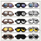 Resim Motosiklet Gözlükleri Retro Kask Pilot Gözlükleri Motosiklet Bisiklet Gözlükleri Vintage Klasik Güneş Gözlükleri Gafas Motocross Dirt Bikesiyah Gümüş 