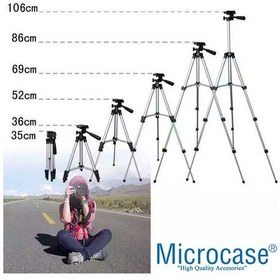 Resim Microcase 3110 Tripod 106 CM + Döner Başlıklı Telefon Tutucu + Bluetooth Kumanda 