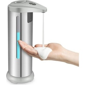 Resim Gümüş Fırça-elektrikli İndüksiyon Sabunluk Akülü Banyo İçin Sıvı Sabun Kabı 