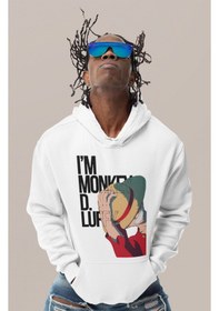 Resim Sevbano I'm Monkey D. Luffy Baskılı Unisex Oversize One Piece Anime Karak beyaz 