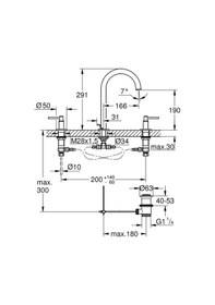 Resim Grohe 20649DA0 Atrio 3 Delikli Lavabo Bataryası L Boyut - Bakır 