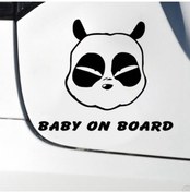 Resim Genel Markalar Panda Kafası Bebek On Board Tasarım Oto özel yeni sticker Siyah 15*8 Cm 