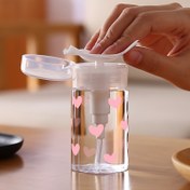 Resim 1 adet, Taşınabilir Şeffaf PET Doldurulabilir Seyahat Şişesi, Sevimli 1 Pembe Aşk Baskısı, 3.38oz / 6.76oz Taşınabilir Pompa Dağıtıcısı, Oje Çıkarıcı, Tonik ve Makyaj Temizleyici için Uygun, Yuvarlak Üst Tasarım, Sadece Elde Yıkama, Yeniden Kullanılabilir, Makyaj Temizleyici Su Şişesi 