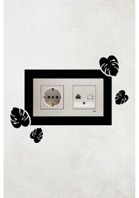 Resim Yaprak Tasarım 2li Priz Çerçevesi İç Ölçü 15,5x8,4 Cm 2li Dekoratif Priz Çerçeve 