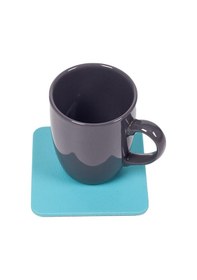 Resim Turkuaz Deri Bardak Altlığı Kare 3 Adet Mavi 