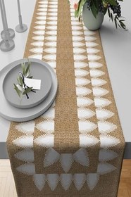 Resim Viva Home 40X140Cm Premium Masa Örtüsü Runner Tay Tüyü Dokuma Leke Tutmaz Kumaş Hasır Görünümlü Rnr191 