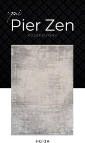 Resim Pierre Cardin Pier Zen HG13A Krem Gri Viskon Akrilik Yumuşak Leke Tutmaz Silinebilir Halı KREM GRİ 100 x 200 