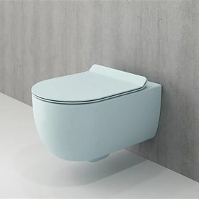 Resim Bocchi V-Tondo Rimless Asma Klozet Kanalsız Kapak Hariç Mat Buz Mavi 1416-029-0128 